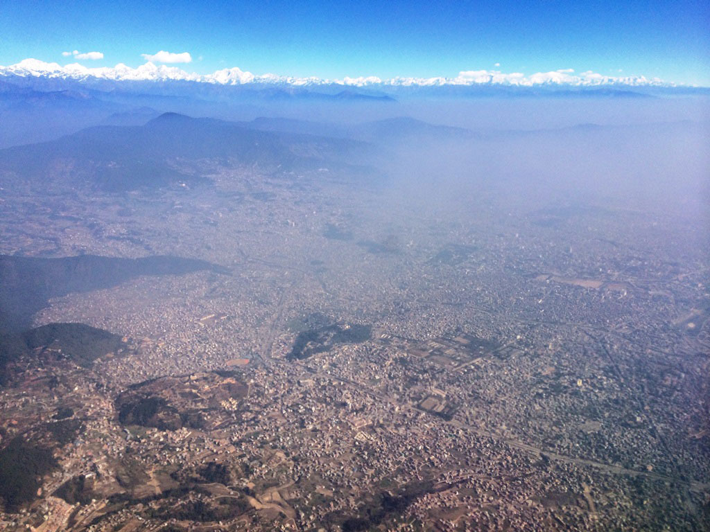aerial view of Kathmandu and Nepalese landscapes