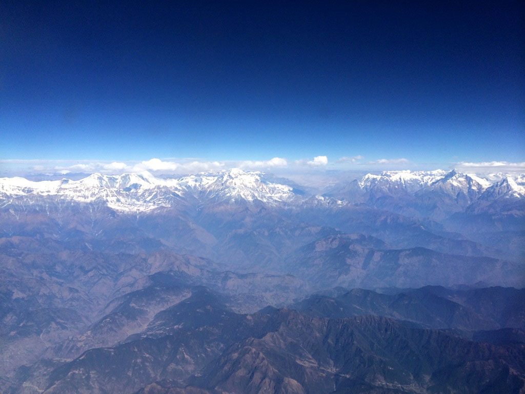aerial Himalayan mountains photography valley Nepal side