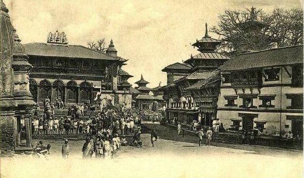 Kathmandu Durbar Square old photo from Digital Archaeological Foundation archives