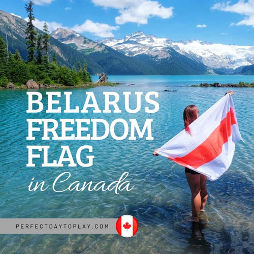The Belarus white-red-white Freedom Flag waved across Canada - feature