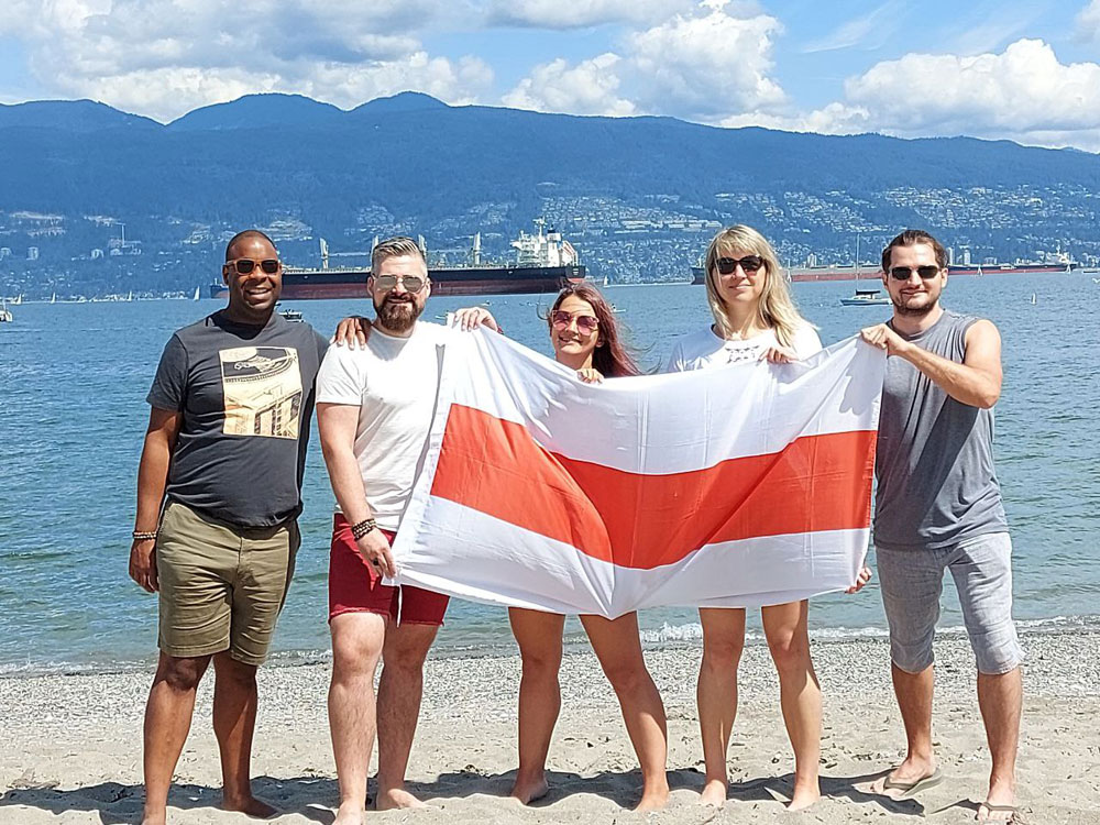 Belarus Freedom Flag at Jericho Beach Vancouver, British Columbia, Canada