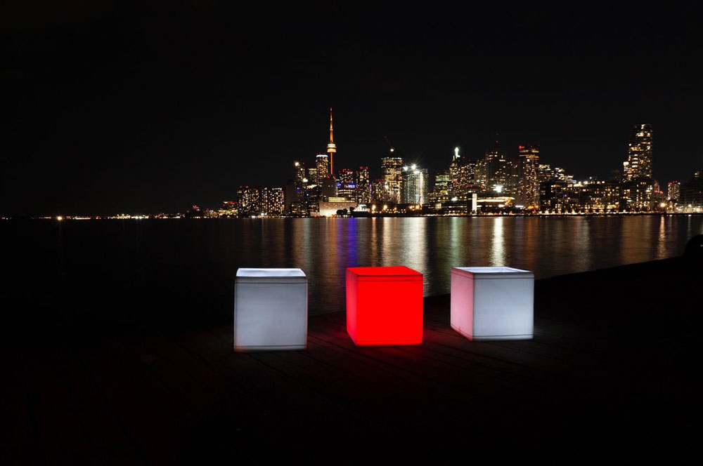 Belarus white-red-white colours of the Freedom Flag with night panorama of Toronto, Ontario Canada