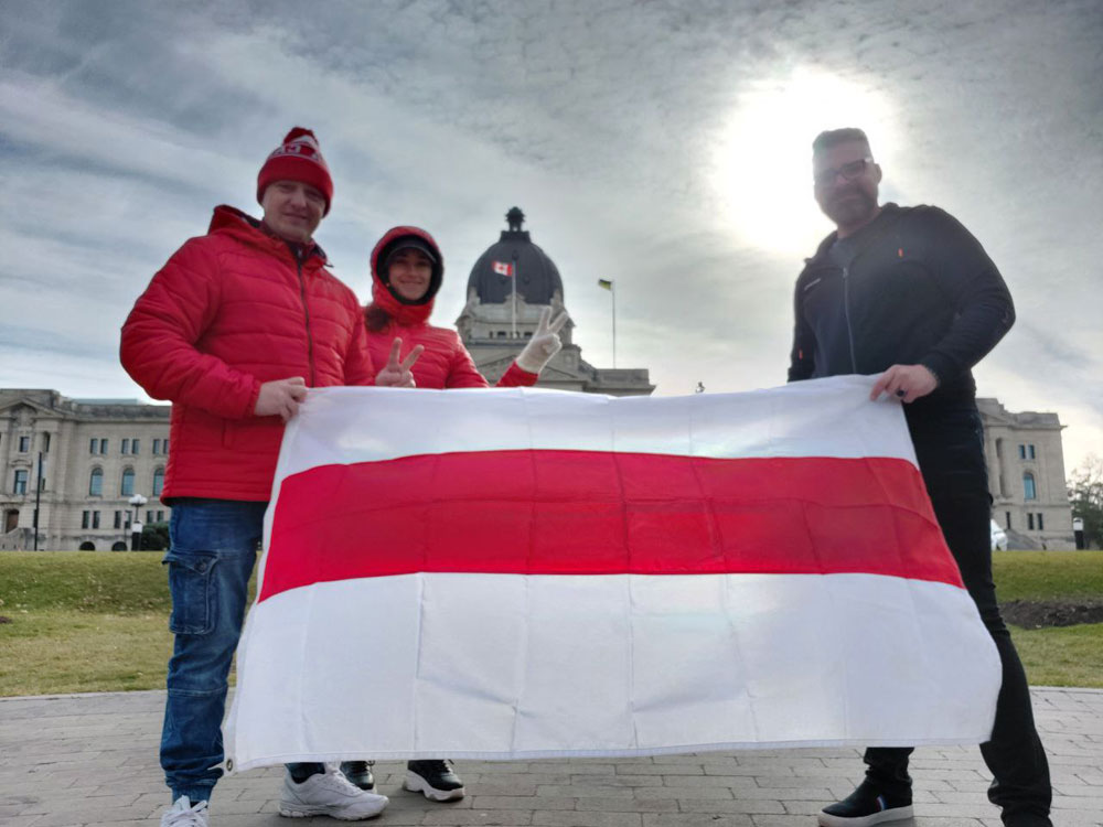 Belarusian Flag near Saskatchewan Legislature Regina , Canada