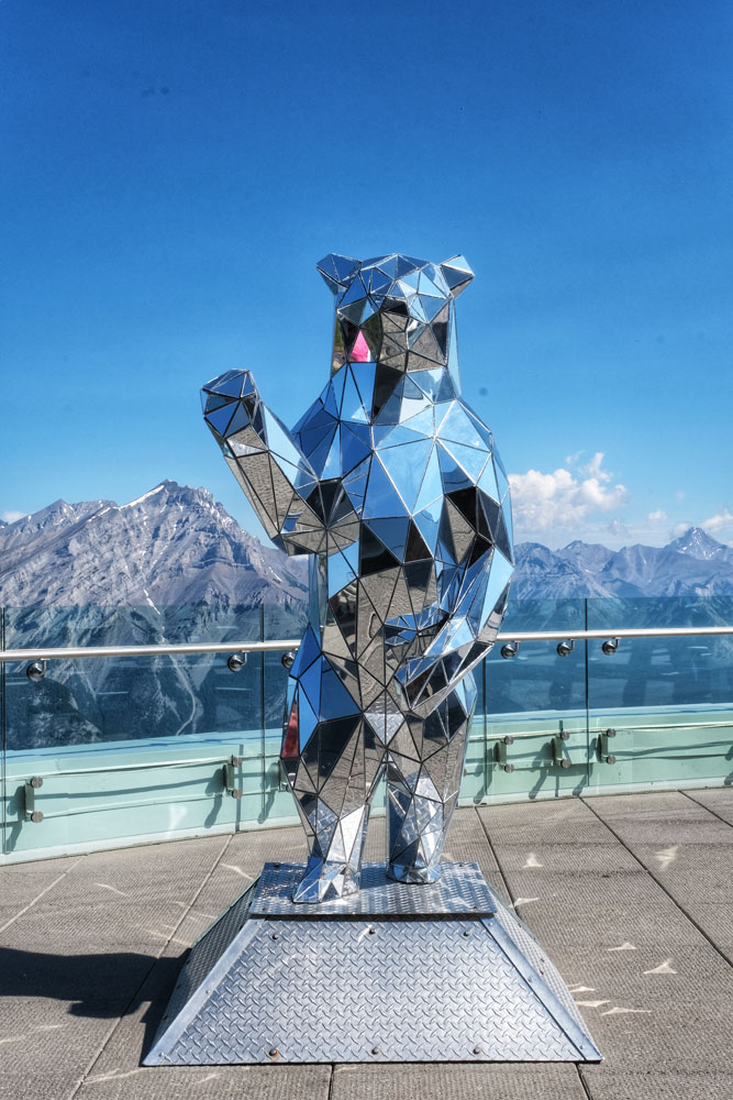 Mirror Bear sculpture at the lookout from Sulphur Mountain Gondola Banff AB