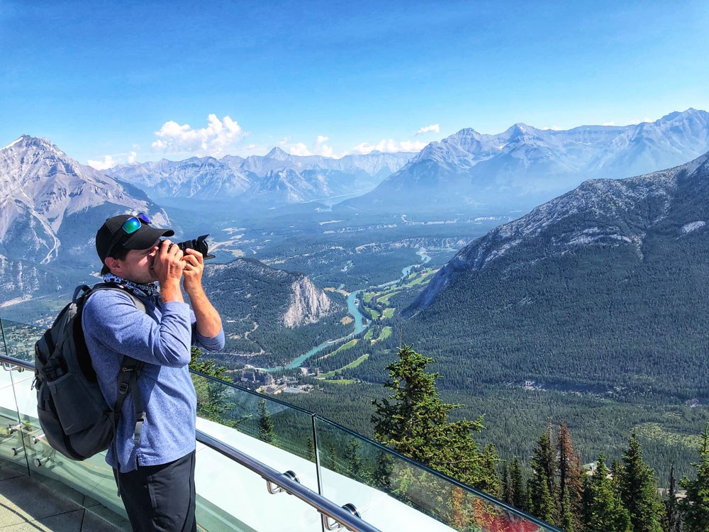 Banff town and Canadian Rockies - perfect photography spot from Sulphur Mountain Gondola, Alberta Canada