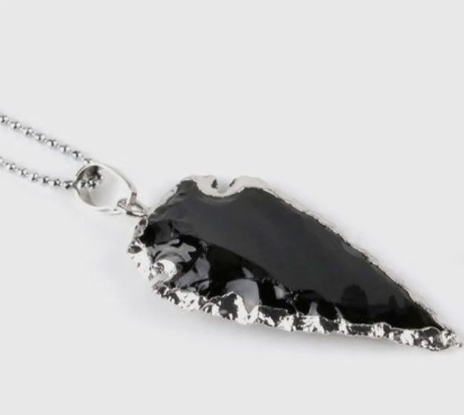 FOR HIM: outdoors nature gift ideas for men - jewellery - obsidian arrow head necklace product